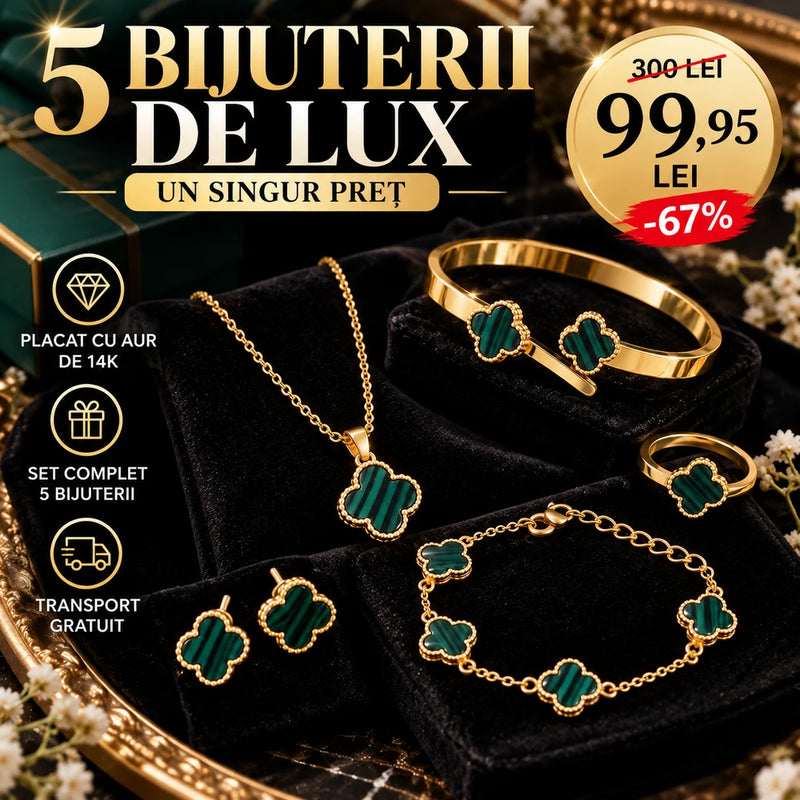 SET 5 BIJUTERII DE LUX PLACATE CU AUR DE 14K